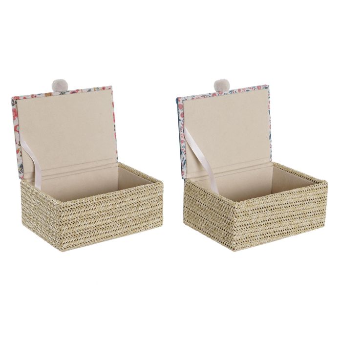 DKD Home Decor Caja Shabby Azul Coral 14 x 9 x 17 cm (4 Unidades) 1