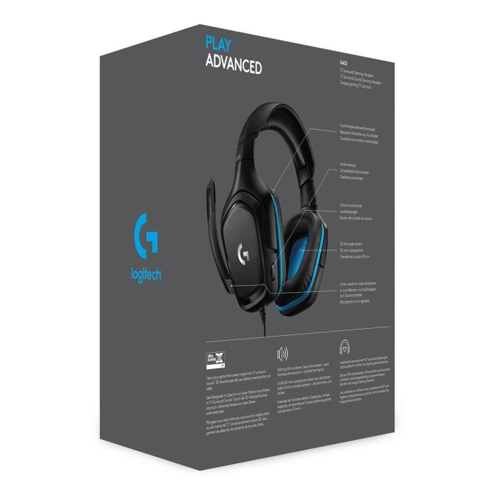 Auriculares con Micrófono Gaming Logitech 981-000770 Azul Negro 2
