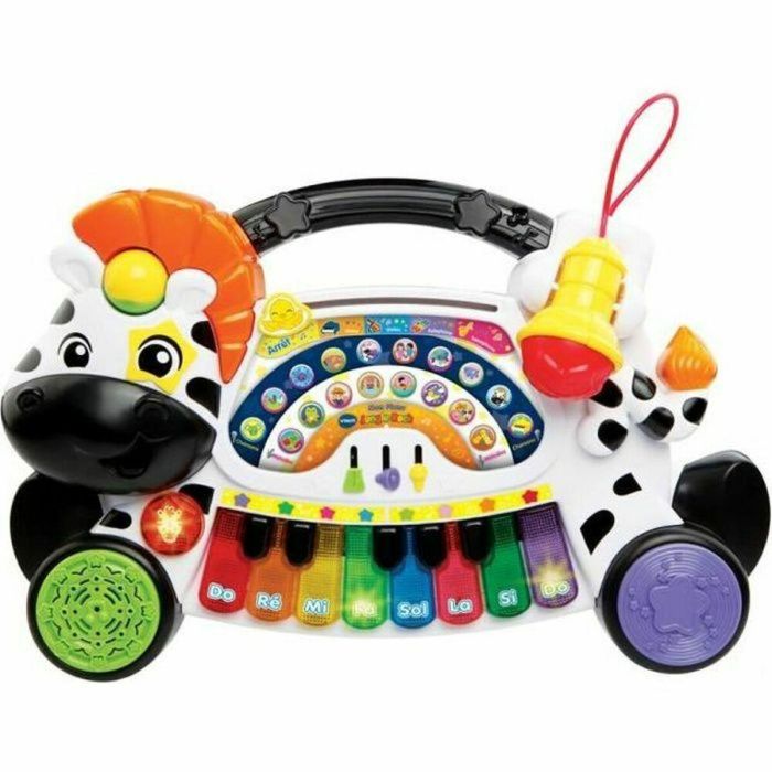 Vtech Baby Piano Musical Cebra Jungle Rock con Micrófono Real, Teclas Luminosas y Aprendizaje Musical +18 Meses