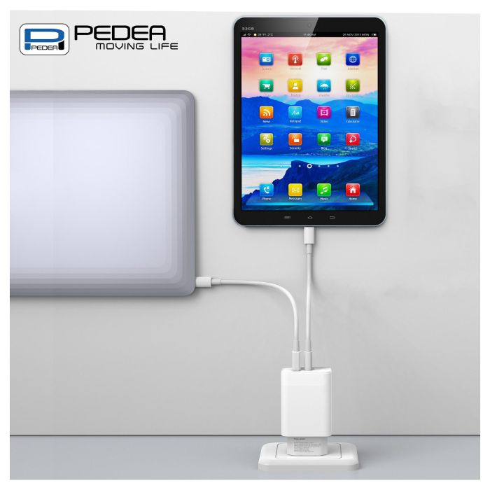 PEDEA 60040106 Cargador Rápido USB-C PD 30W 2 Puertos (USB-C + USB-A) 100-240V - Blanco