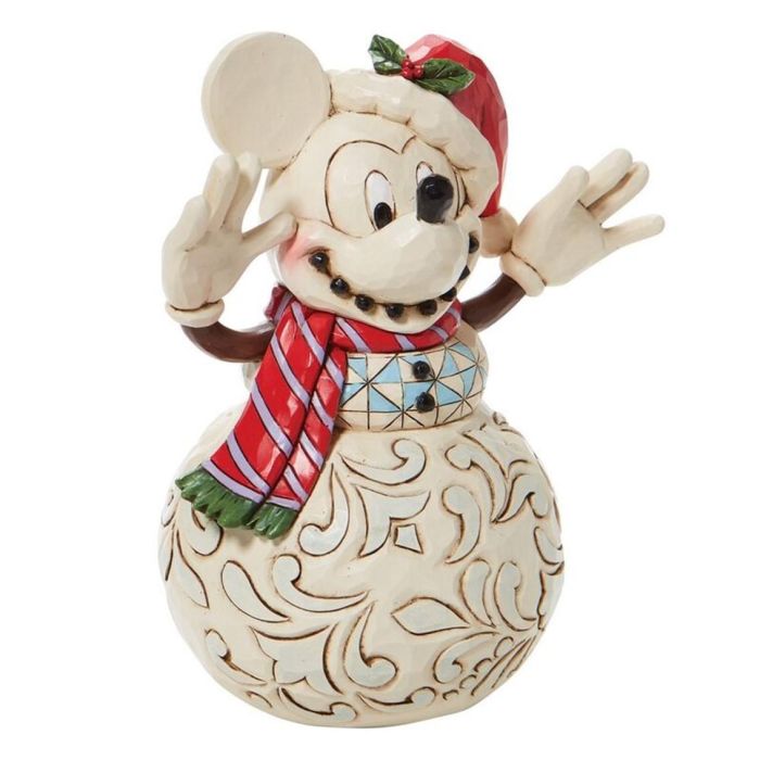 Enesco Figura Disney Mickey Muñeco de Nieve - Resina de Piedra, 17 cm 2