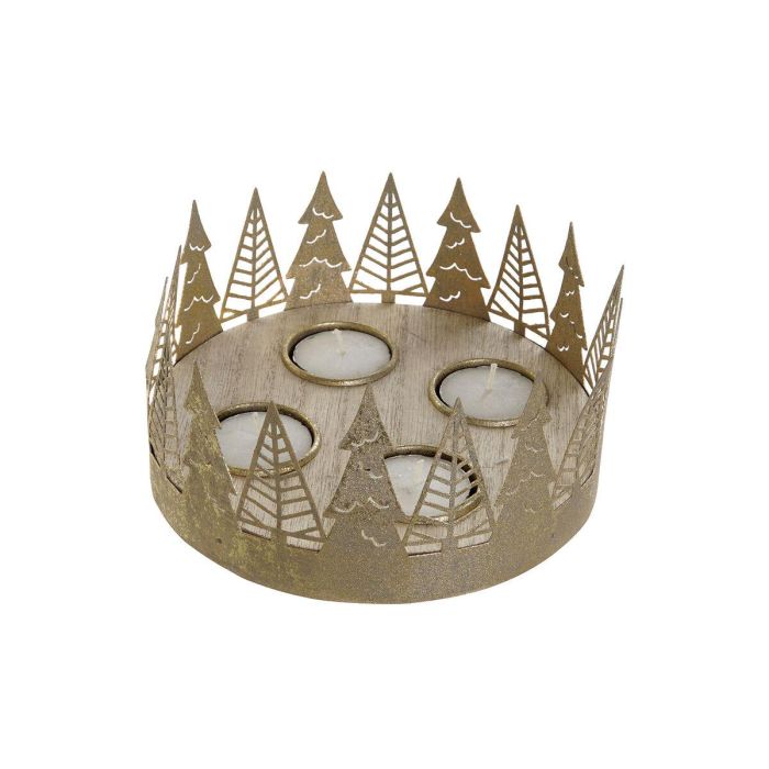 Portavela Navidad Moderna DKD Home Decor Dorado Natural 16.5 x 8.5 x 16.5 cm (2 Unidades) 2