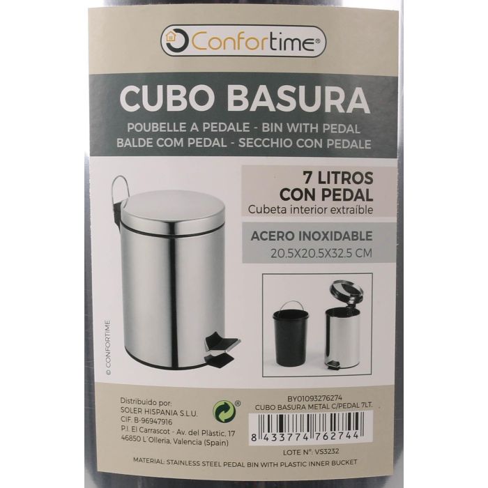Confortime Cubo Basura Metal con Pedal 7 Lt, Ancho 20 cm, Alto 30 cm, Largo 26 cm 9