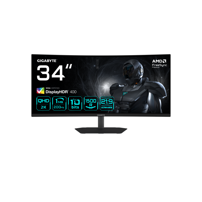 Gigabyte G34WQC2 Monitor Gaming Curvo 34" WQHD (3440 x 1440) 200Hz 1ms AMD FreeSync Premium DisplayHDR 400 VA Gigabyte G34WQC2 Monitor Gaming Curvo 34" WQHD (3440 x 1440) 200Hz 1ms AMD FreeSync Premium DisplayHDR 400 VA