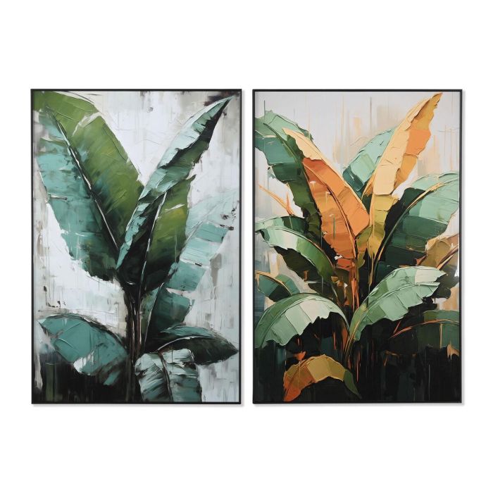 Lienzo Home ESPRIT Verde Palmeras Tropical 80 x 3,5 x 120 cm (2 Unidades)