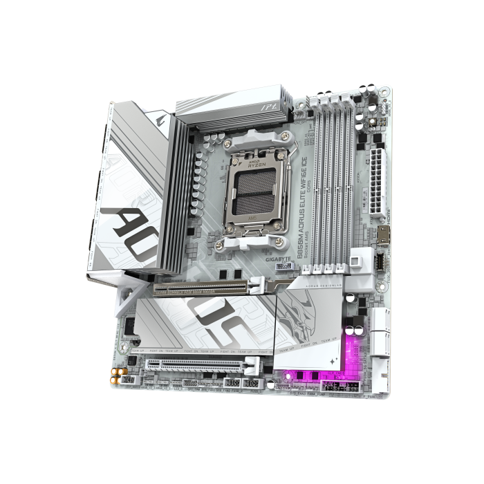 GIGABYTE B850M AORUS ELITE WIFI6E ICE Placa Base - Procesadores AMD Ryzen Serie 9000, 12+2+1 fases VRM digitales, hasta 8200MHz DDR5 (OC), 1xPCIe 5.0 + 1xPCIe 4.0 M.2, LAN 2.5, WiFi 7, USB 3.2 Gen 2 3 GIGABYTE B850M AORUS ELITE WIFI6E ICE Placa Base - Procesadores AMD Ryzen Serie 9000, 12+2+1 fases VRM digitales, hasta 8200MHz DDR5 (OC), 1xPCIe 5.0 + 1xPCIe 4.0 M.2, LAN 2.5, WiFi 7, USB 3.2 Gen 2 3