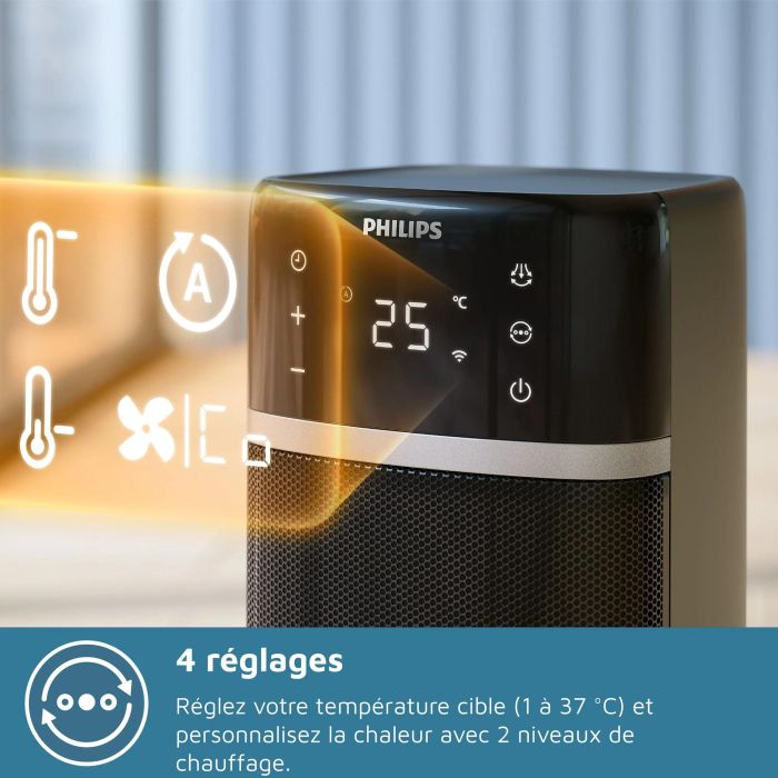 Philips Serie 5000 Calefactor Eléctrico de Columna, 2000 W, Color Gris Oscuro, PHI1702487766358