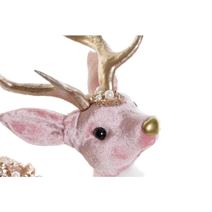 DKD Home Decor Figura Navidad Reno Rosa Dorado 10 x 29 x 18 cm 1