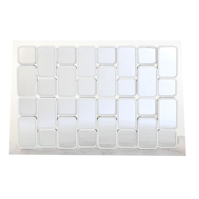 DKD Home Decor Espejo Moderno Multiespejo de Polipropileno y Cristal Blanco 90 cm Ancho x 60 cm Alto x 4 cm Profundo (Pack 2 Unidades)