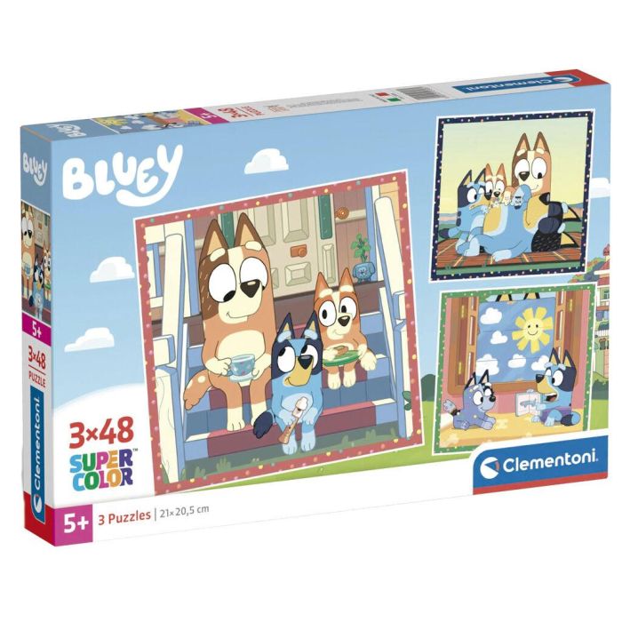 CLEMENTONI Puzzle Bluey 3x48 piezas (144 piezas en total) - 21x20,5cm