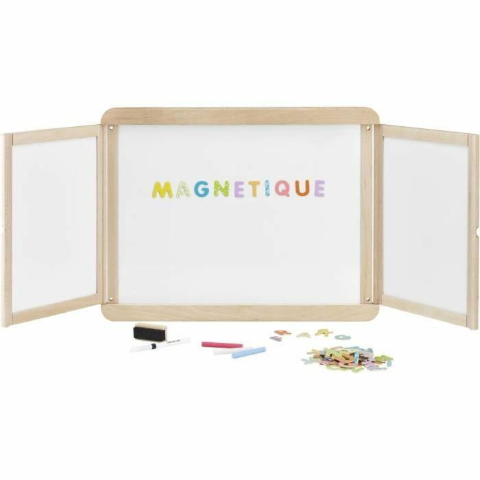 Jeujura JEU3225280880709 Pizarra Tríptico con Paneles Magnéticos, Doble Cara para Tiza y Rotulador Blanco, para Pared 2 Jeujura JEU3225280880709 Pizarra Tríptico con Paneles Magnéticos, Doble Cara para Tiza y Rotulador Blanco, para Pared 2