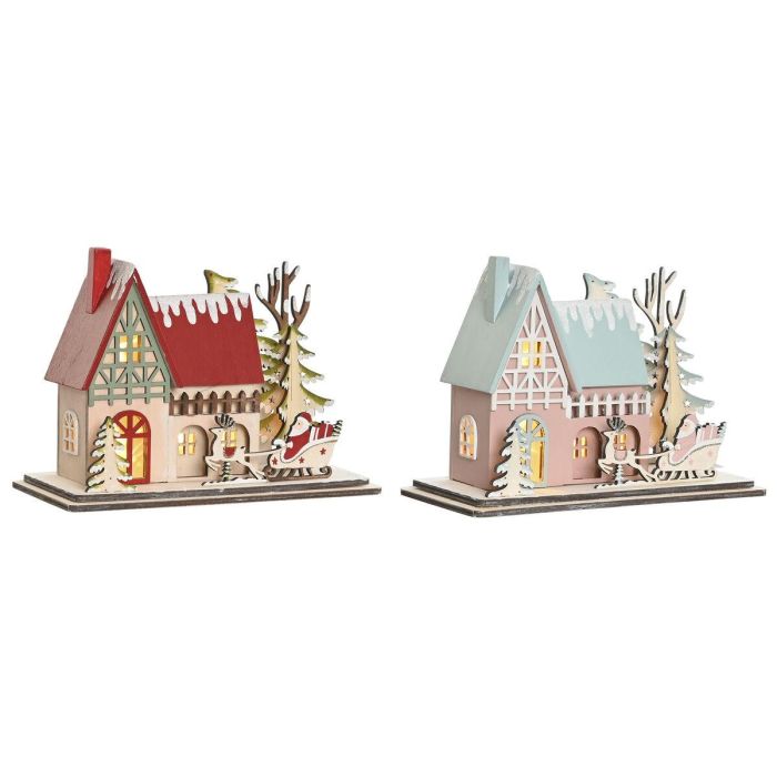 Casa Navidad Fantasia DKD Home Decor Rosa Palo Rojo 11 x 20.5 x 23.5 cm (2 Unidades) 2 Casa Navidad Fantasia DKD Home Decor Rosa Palo Rojo 11 x 20.5 x 23.5 cm (2 Unidades) 2