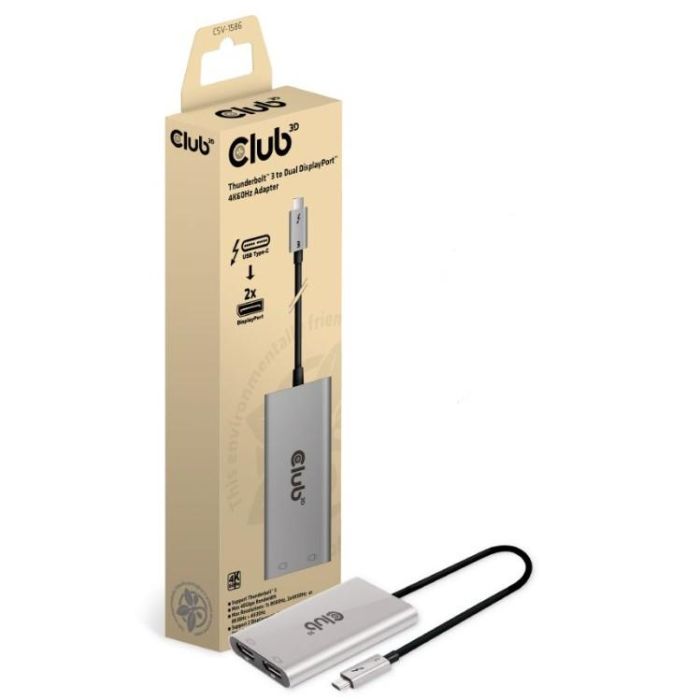 Club3D CSV-1586 Adaptador Thunderbolt 3 a 2x DisplayPort 1.2 4K@60Hz Activo Plata para Windows 11 2 Club3D CSV-1586 Adaptador Thunderbolt 3 a 2x DisplayPort 1.2 4K@60Hz Activo Plata para Windows 11 2