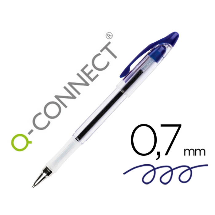 Q-connect Bolígrafo Delta Azul con Sujeción de Caucho y Capuchón, Tinta a Base de Aceite, Punta Media 1mm, Trazo 0.7mm 0 Q-connect Bolígrafo Delta Azul con Sujeción de Caucho y Capuchón, Tinta a Base de Aceite, Punta Media 1mm, Trazo 0.7mm 0