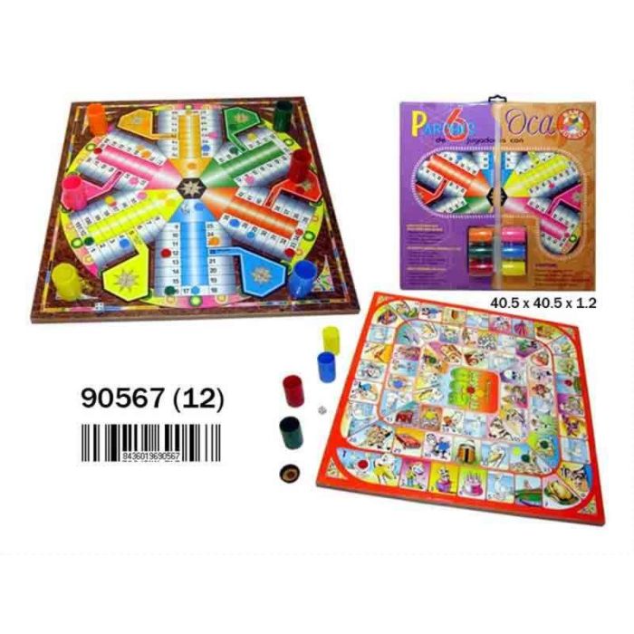 Tablero de madera parchis 6 y oca con accesorios 40,5x40,5x1,2 cm 3 Tablero de madera parchis 6 y oca con accesorios 40,5x40,5x1,2 cm 3