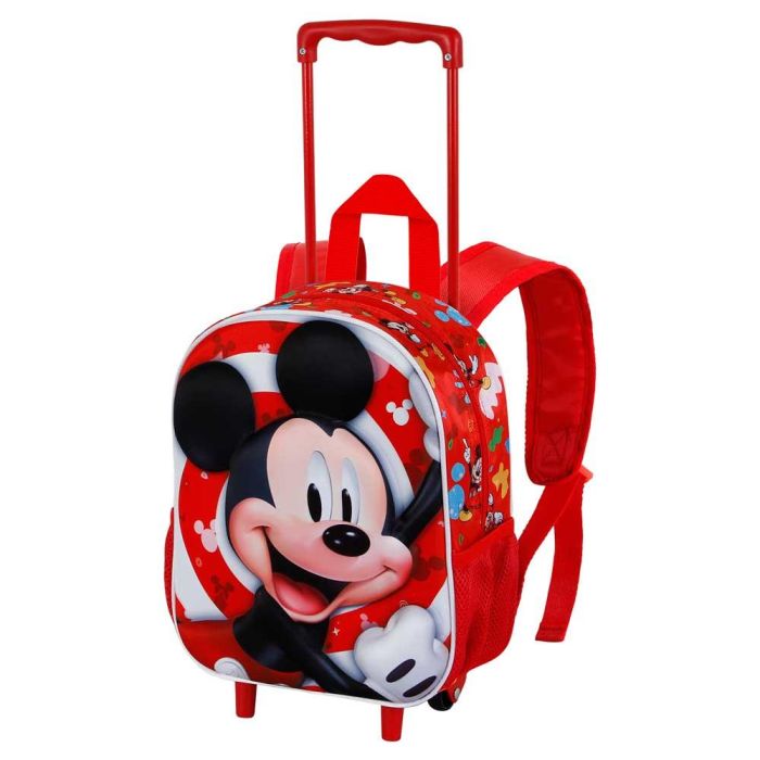 Disney Mickey Mouse Mochila 3D con Ruedas Pequeña Infantil Rojo 30cm 7L