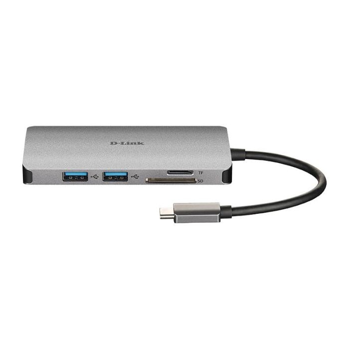 D-LINK DUB-M810 Hub USB 3.0, 3 Puertos USB-A, 1 Puerto HDMI, 1 Puerto USB-C, 1 Puerto LAN, Lector Tarjetas, Gris