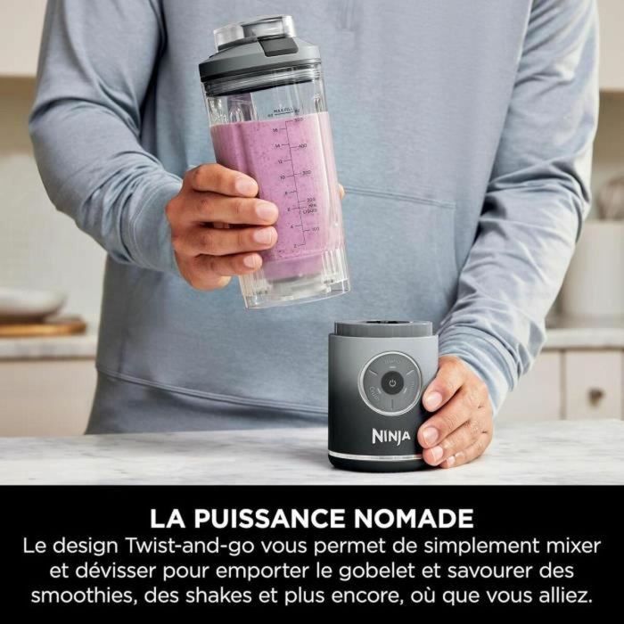 Ninja Licuadora portátil Blast Max BC251EULD, Recipiente 530 ml, Batería 2h, Inalámbrica, Sin BPA, Gris 1