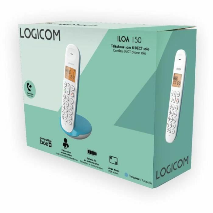 Logicom LOG3483071500131 Teléfono Inalámbrico Fijo DECT ILOA 150 SOLO Turquesa Sin Contestador 1 Logicom LOG3483071500131 Teléfono Inalámbrico Fijo DECT ILOA 150 SOLO Turquesa Sin Contestador 1