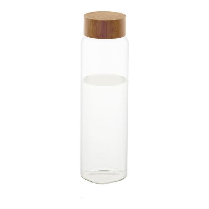 Andrea House Botella de agua de vidrio con tapa de bambú 1l ms70099 0 Andrea House Botella de agua de vidrio con tapa de bambú 1l ms70099 0