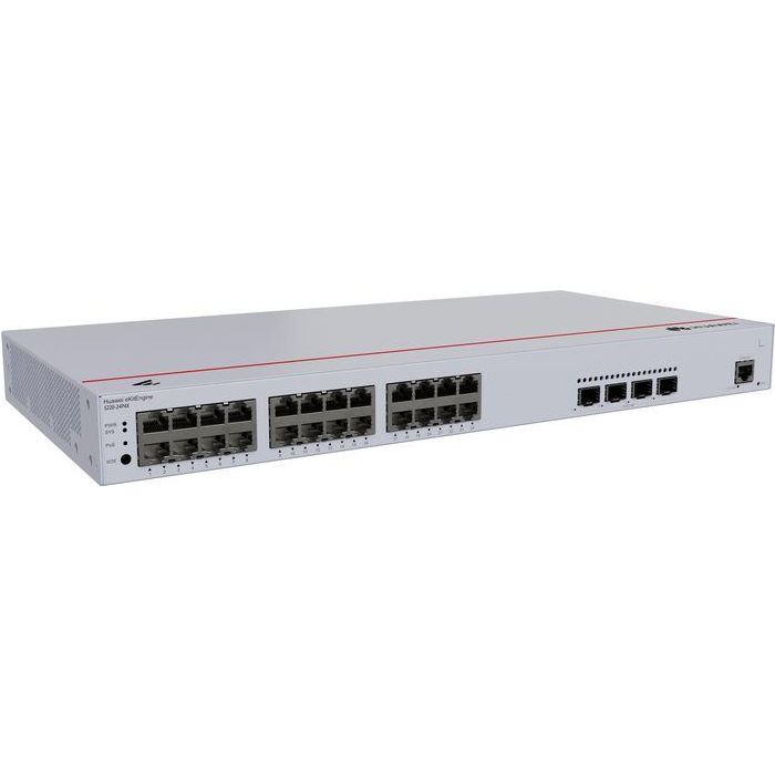HUAWEI eKit S220 Series Switch 24x 10/100/1000BASE-T Puertos PoE+ (400W), 4x 10GE SFP+ Puertos, Alimentación AC Integrada 1