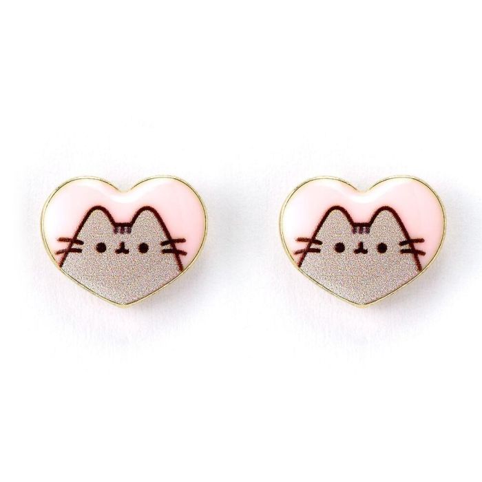 THE CARAT SHOP Pendientes Corazón Pusheen Rosa Dorado Aleación de Zinc