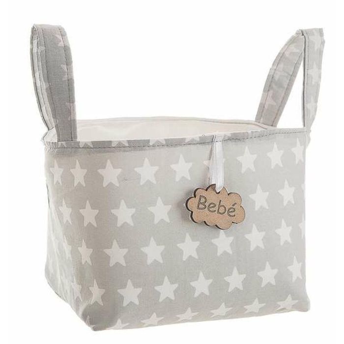Creaciones Llopis Cesta Organizadora con Asas y Estrellas Gris Poliéster 17x13,5x20 cm Creaciones Llopis Cesta Organizadora con Asas y Estrellas Gris Poliéster 17x13,5x20 cm