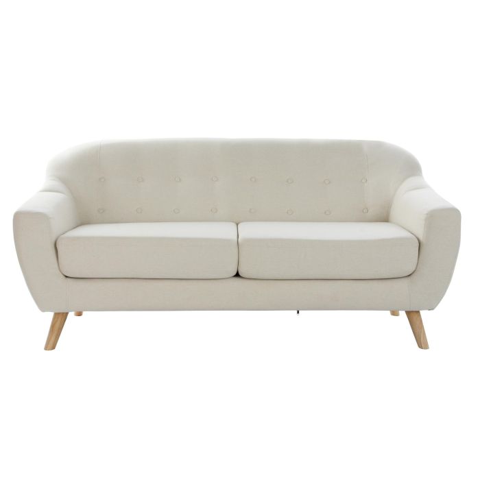 DKD Home Decor Sofá Scandi 3 Plazas Crema Natural 172x82x82 cm en Poliéster y Madera de Rubberwood Desmontable Altura Asiento 47 cm