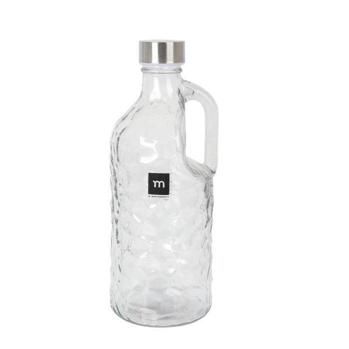 La Mediterranea Botella Vidrio con Asa Metálica 1.1 L, Diseño La Med 1