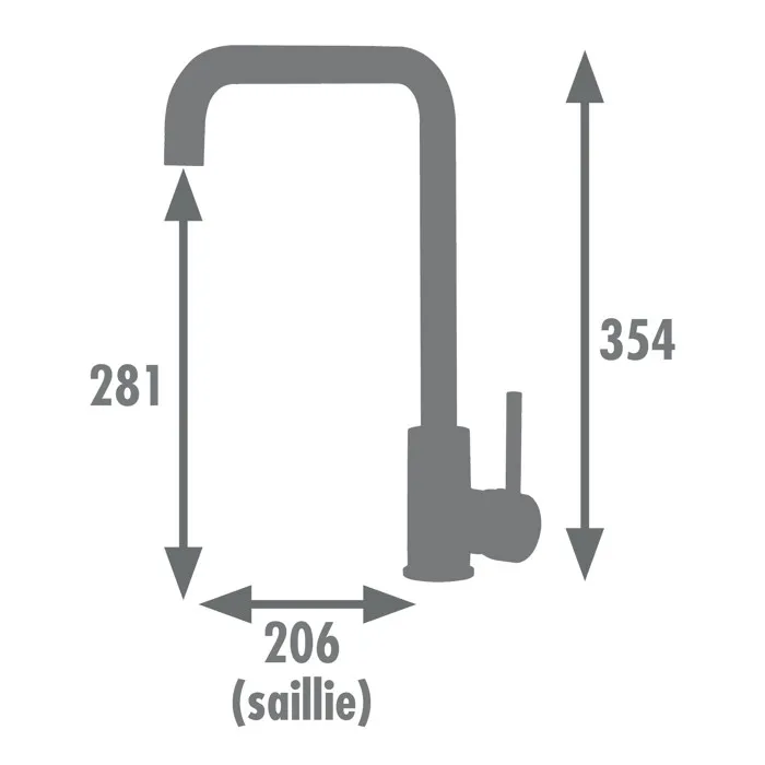 ROUSSEAU Kiloo Grifo de cocina mezclador - Sin spray - Acero inoxidable gris 1
