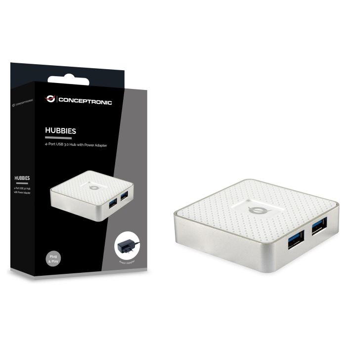 Conceptronic Hubbies03 Hub USB 3.0 de 4 Puertos con Cable Desmontable y Alimentación Externa para PC y Portátil (Windows 10/8/7/XP) Conceptronic Hubbies03 Hub USB 3.0 de 4 Puertos con Cable Desmontable y Alimentación Externa para PC y Portátil (Windows 10/8/7/XP)