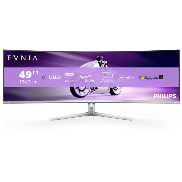 Philips 49M2C8900 Monitor Curvo 48.9 Pulgadas Dual QHD QD-OLED 240Hz 0.03ms USB-C Gaming Blanco