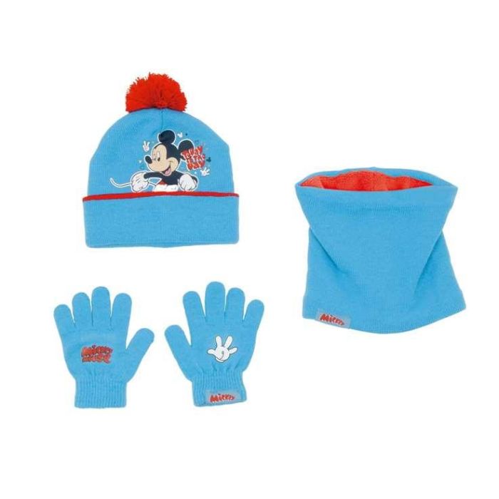 Gorro, Guantes y Braga de Cuello Mickey Mouse Happy smiles Azul Rojo 1