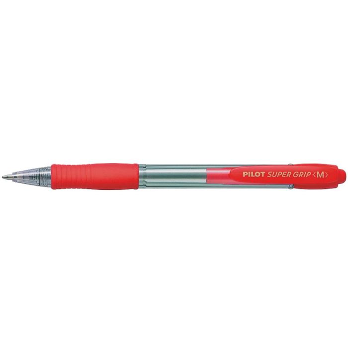 Boligrafo Pilot Super Grip Rojo Retractil Sujecion De Caucho Tinta Base De Aceite 12 unidades 1