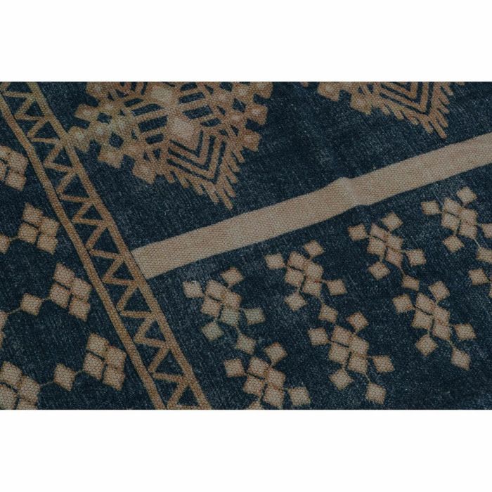 DKD Home Decor Alfombra Árabe Geométrica de Algodón Poliéster Azul Naranja 180x120 cm 715 gsm Colección Josta (2 Unidades) 2