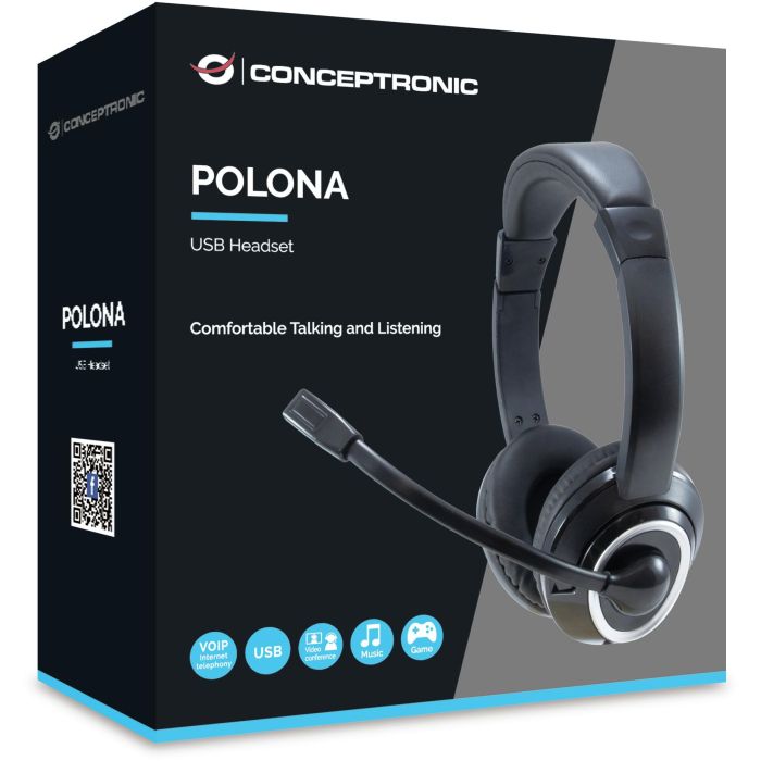 Conceptronic Auriculares USB con Micrófono Flexible y Control de Volumen, Negro-Blanco 3 Conceptronic Auriculares USB con Micrófono Flexible y Control de Volumen, Negro-Blanco 3