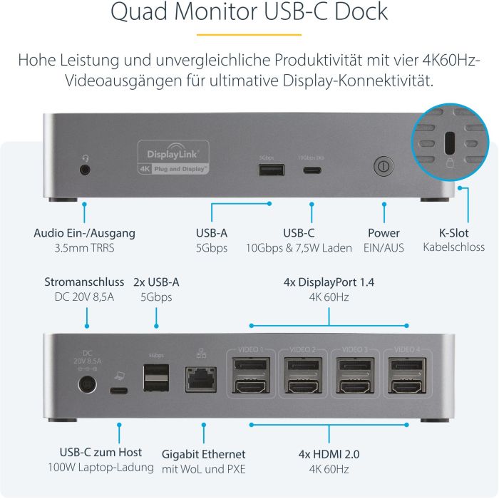 Hub USB Startech DK31C4DPPDUE 15 Hub USB Startech DK31C4DPPDUE 15