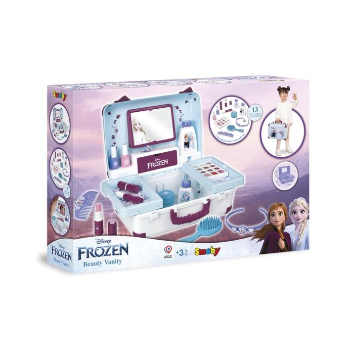 Smoby Maleta de Belleza Frozen con 13 Accesorios para Uñas, Maquillaje y Peluquería 1
