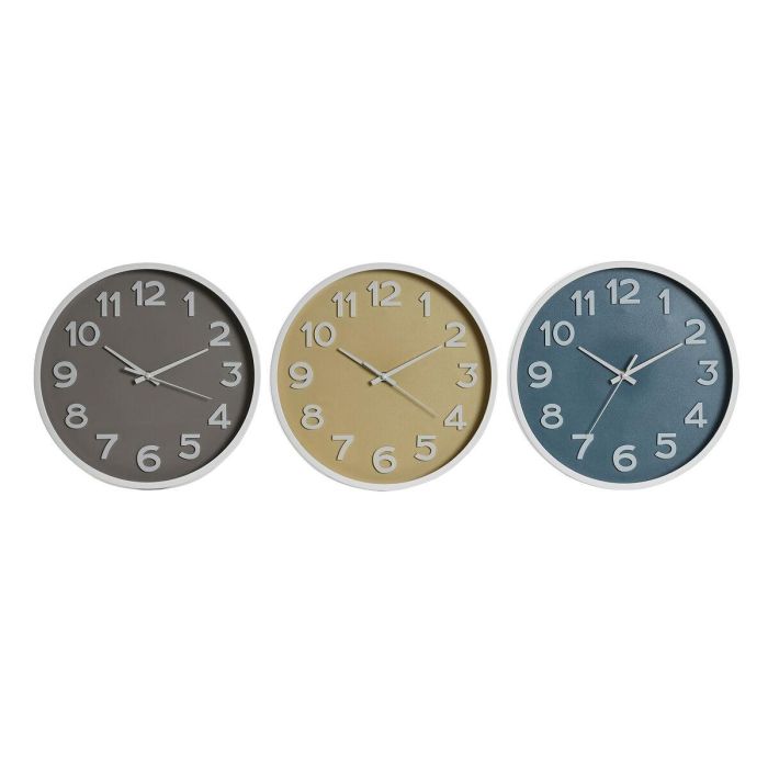 Reloj de Pared Home ESPRIT Azul Blanco Rosa Mostaza PVC 30 x 4 x 30 cm (3 Unidades) 1 Reloj de Pared Home ESPRIT Azul Blanco Rosa Mostaza PVC 30 x 4 x 30 cm (3 Unidades) 1