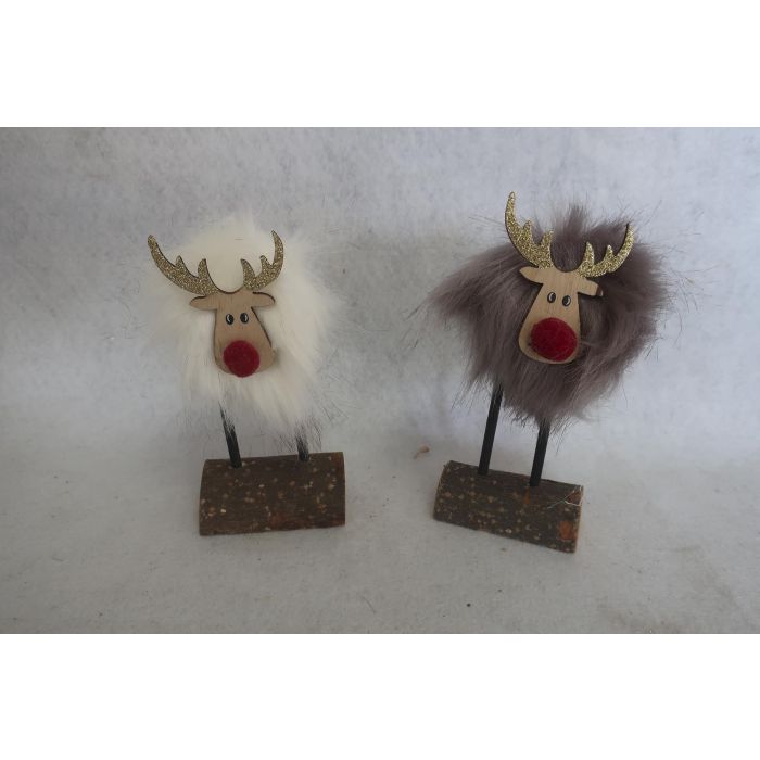 DKD Home Decor Figura de Navidad Alpina Reno de Poliester Gris y Blanco, Medidas 5x16x7 cm - Pack de 2 Unidades para Decoración Hogar