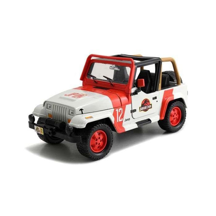 Jada Jurassic Park Jeep Wrangler Escala 1:24 Coche Metal Rueda Libre Apertura Puertas Capo Neumaticos Goma 253253005 9