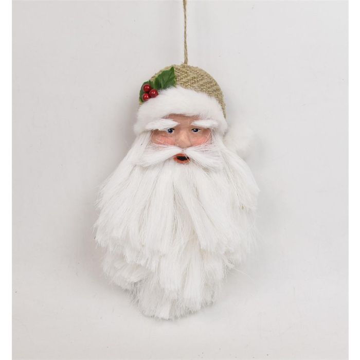 DKD Home Decor Decoración Colgante Navidad Tradicional Papa Noel Poliéster Blanco Natural 6x30x17 cm Set 6 Unidades