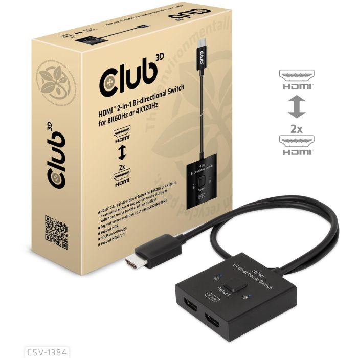 Club3D HDMI Switch Bidireccional 8K60Hz/4K120Hz UHD CSV-1384 8