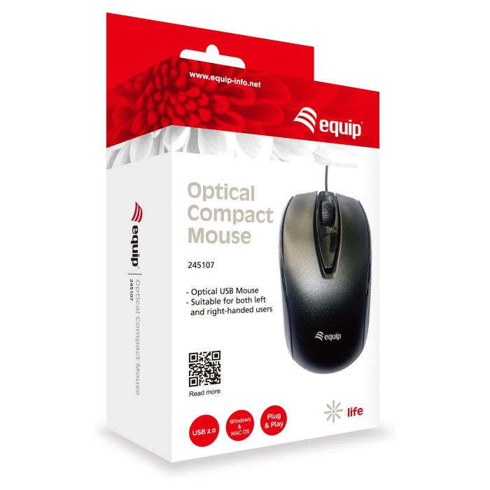 Equip Ratón Óptico Compact Life USB 1000DPI Plug and Play Ambidiestro