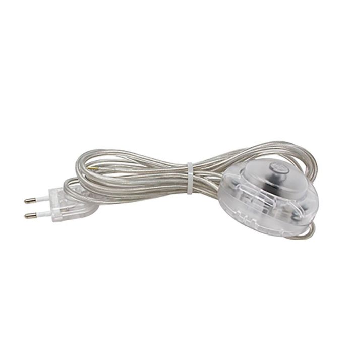 Arditi Interruptor eléctrico de pie, cable 3m, transparente, 250V, cable manguera plana 2x0,75mm² H03VVH2-F, con enchufe