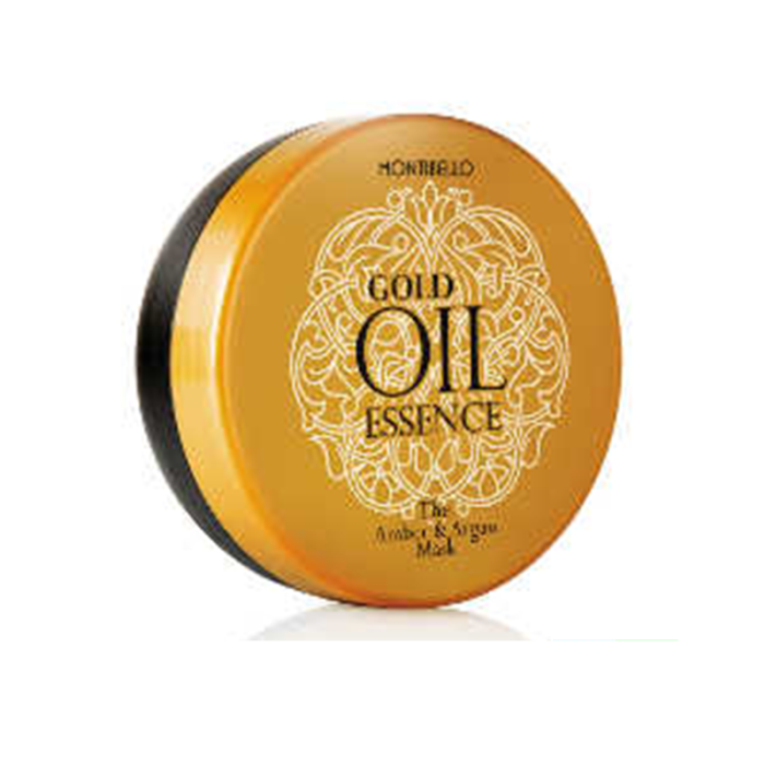Montibel·Lo Gold Oil Essence Mask 200 ml – Mascarilla revitalizante y nutritiva para todo tipo de cabellos con Argán y Ámbar