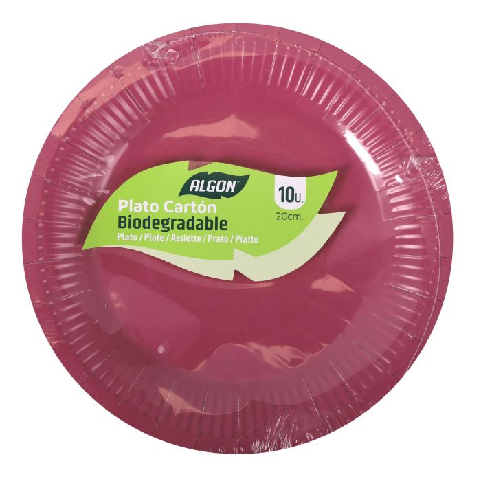 Set de 10 platos de cartón Burdeos soja 20 cm Algon (36 Cajas) 1 Set de 10 platos de cartón Burdeos soja 20 cm Algon (36 Cajas) 1