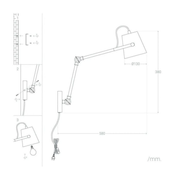 SKD-W1014 Aplique de Pared Le Havre Orientable y Ajustable E14 para Iluminación Interior Salón Dormitorio o Rincón de Lectura 8 SKD-W1014 Aplique de Pared Le Havre Orientable y Ajustable E14 para Iluminación Interior Salón Dormitorio o Rincón de Lectura 8