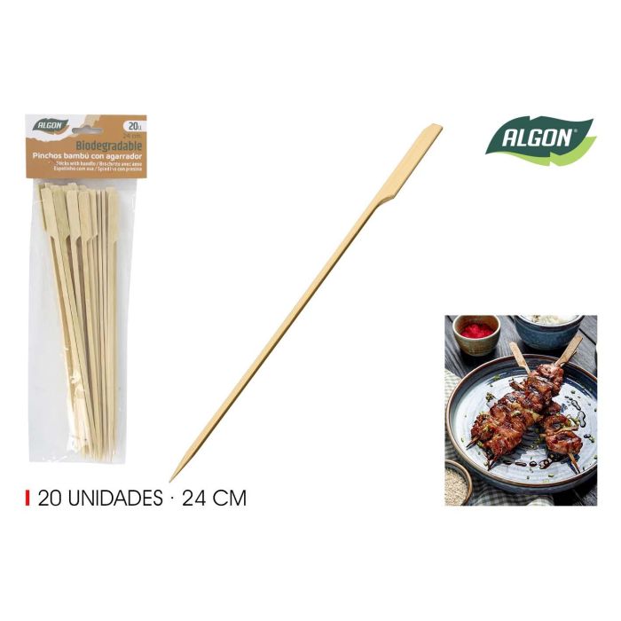 Set de 20 pinchos de bambú agarrador 24 cm Algon (24 Unidades) Set de 20 pinchos de bambú agarrador 24 cm Algon (24 Unidades)