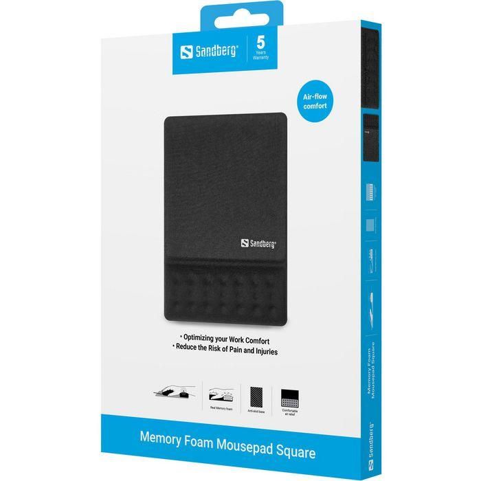 Sandberg Alfombrilla de Ratón con Espuma Viscoelástica, Soporte Muñeca, Antideslizante, Diseño Confortable Sandberg Alfombrilla de Ratón con Espuma Viscoelástica, Soporte Muñeca, Antideslizante, Diseño Confortable